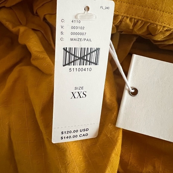 Frye X Anthropologie Marin Mustard Yellow top Size XXS NWT - Picture 6 of 8